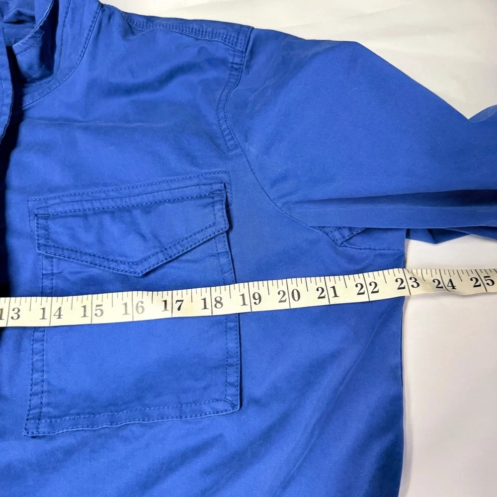 Style & Co Blue Utility Jacket Drawstring Waist Zip Snap Front Size L - Picture 5 of 9